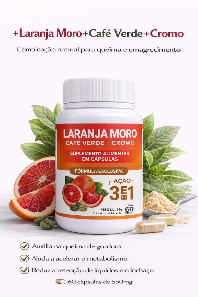 CAPSULA LARANJA MORO+CAFÉ VERDE+ CROMO 60/500 MG