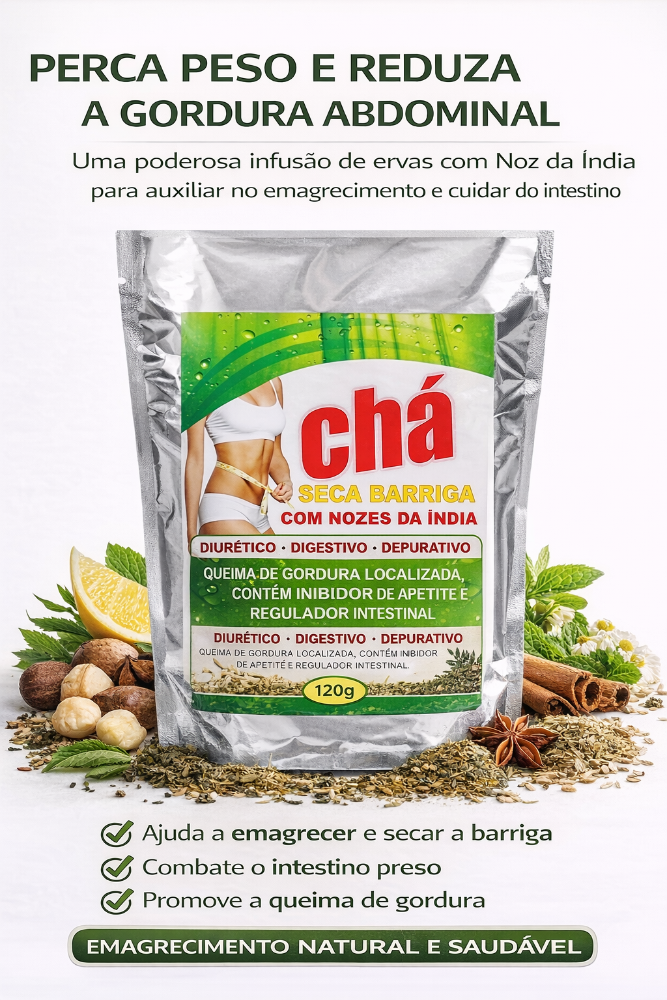 CHA SECA BARRIGA COM NOZ DA INDIA 120 GR