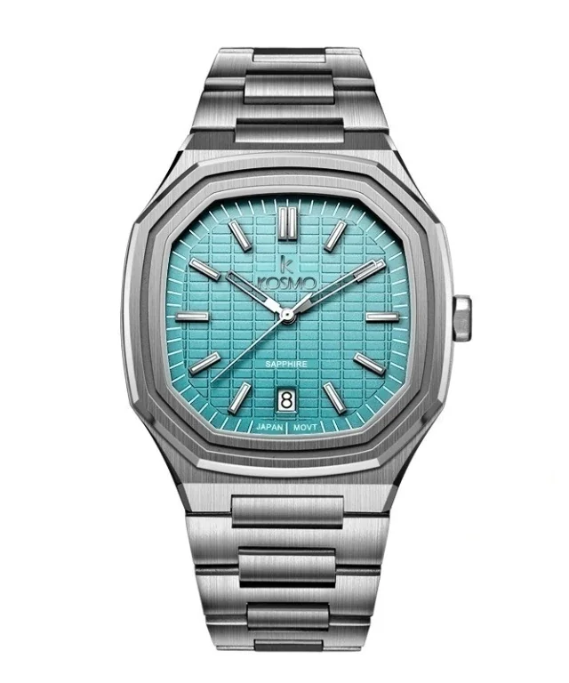 Reloj Kosmo 607-7 – Acero Inoxidable Plata, Cristal Zafiro, Esfera Azul