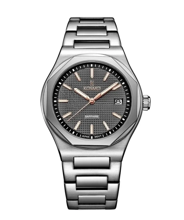 Reloj Kosmo 609-7 – Acero 316L Plateado, Esfera Gris Cristal Zafiro
