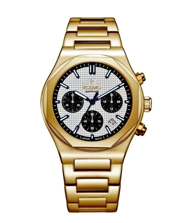 Reloj Kosmo 646-7– Cronógrafo Dorado Acero Inoxidable 316L con Cristal Zafiro