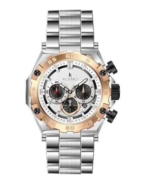 Reloj Kosmo K4447 – Cronógrafo Multifunción PLATA / COBRE