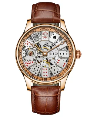 Reloj Kosmo K820P Automático Poker Oro rosa / Cuero Marron