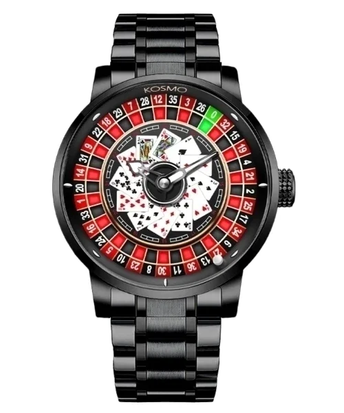 RELOJ KOSMO CASINO K9836C MOVT JAPONES ACERO NEGRO