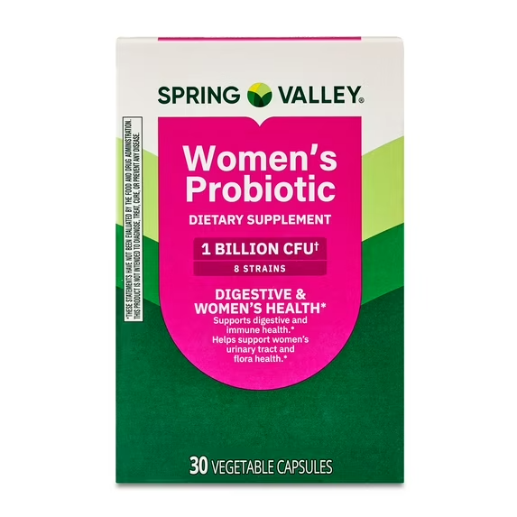 SPRING VALLEY SUPLEMENTO DIETÉTICO PROBIÓTICO PARA MUJERES, CÁPSULAS VEGETARIANAS PARA LA SALUD DIGESTIVA, 30 UNIDADES