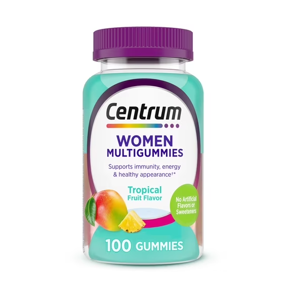 CENTRUM GOMITAS MULTIVITAMÍNICAS PARA MUJERES, APOYO INMUNITARIO, ENERGÍA, APARIENCIA SALUDABLE, 100 UNIDADES, SUMINISTRO PARA 50 DÍAS