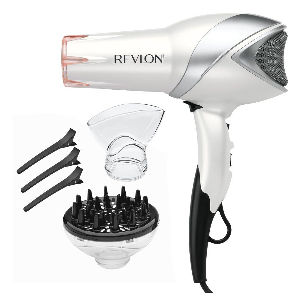 REVLON SECADOR DE PELO INFRARROJO CON DIFUSOR Y CONCENTRADOR - SECADOR DE PELO IÓNICO DE CERÁMICA