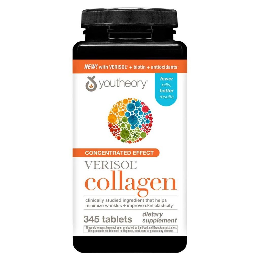 YOUTHEORY EFECTO CONCENTRADO VERISOL COLÁGENO CON BIOTINA 345 TABLETAS