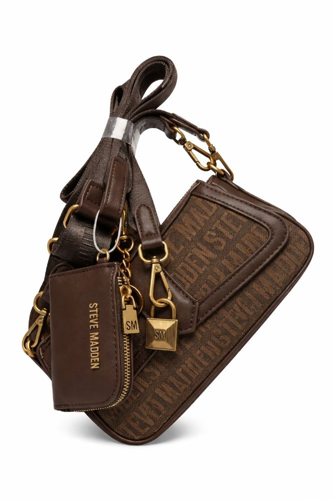 BOLSO STEVE MADDEN CROSS BODY CON MONEDERA CAFE OSCURO