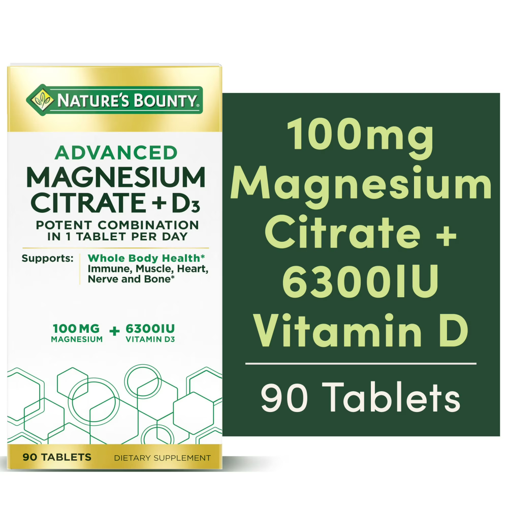 NATURE'S BOUNTY VITAMINA D3 AVANZADA CON MAGNESIO, SUPLEMENTO INMUNOLÓGICO Y SEO, 90 COMPRIMIDOS