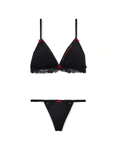 SET PANTIE + BRA NEGRO TALLA S