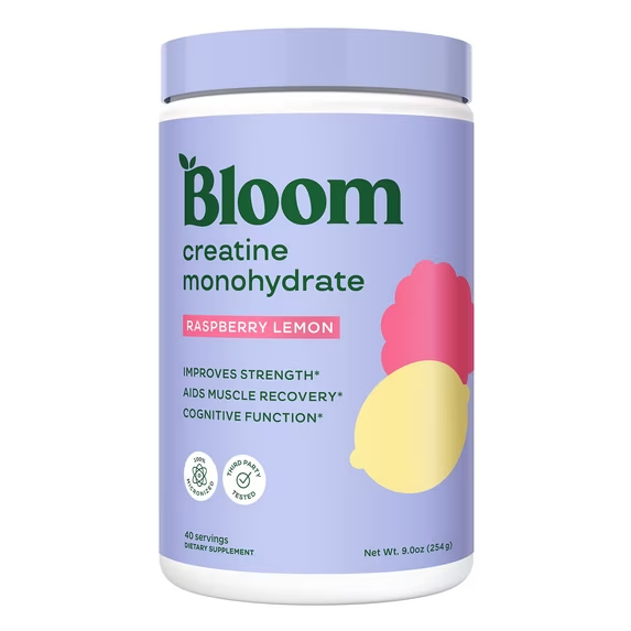 BLOOM NUTRITION CREATINE POLVO DE MONOHIDRATO, SABOR FRAMBUESA LIMÓN, 40 PORCIONES