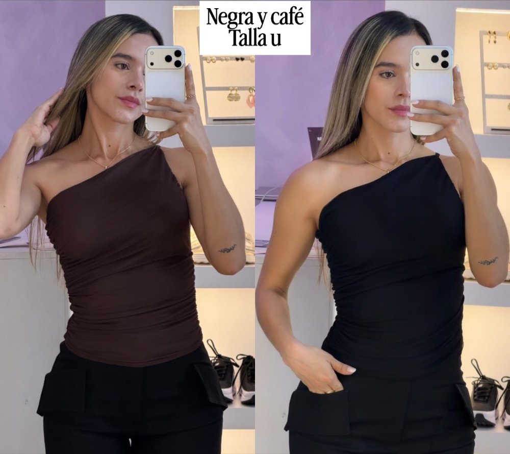 Blusa una manga picapiedra negra y cafe