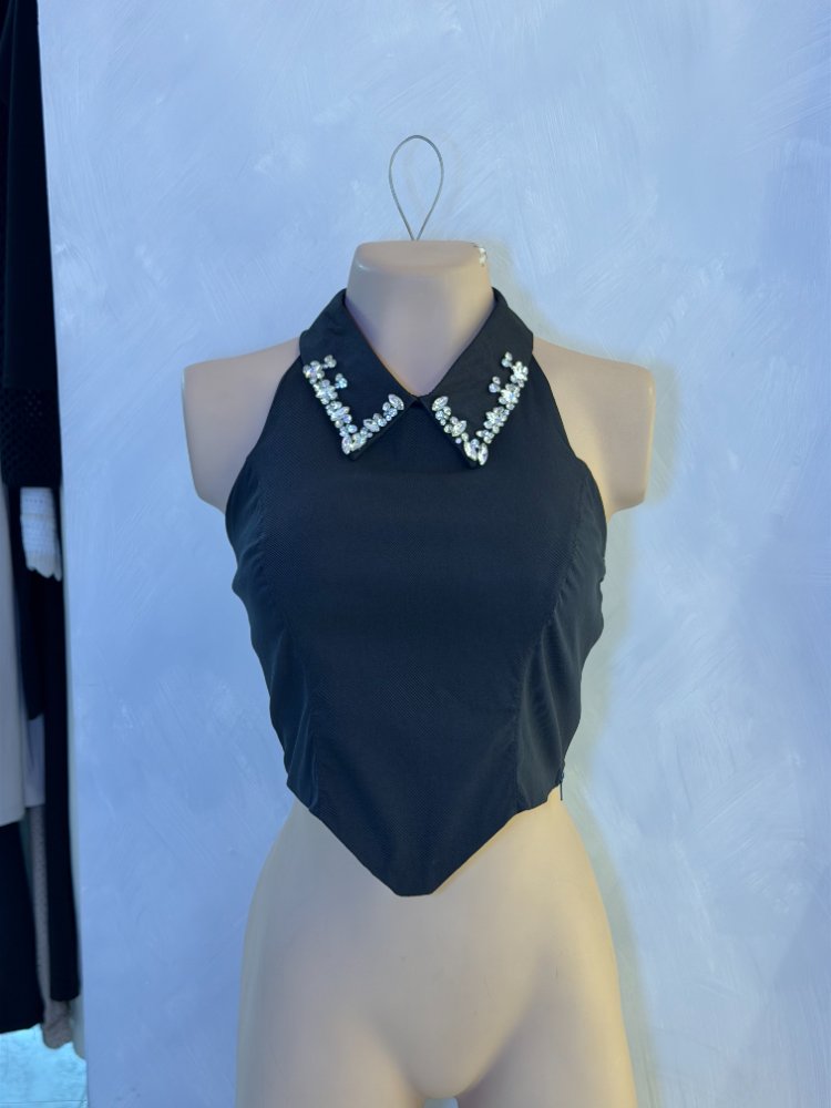 blusa negra brillos T.U