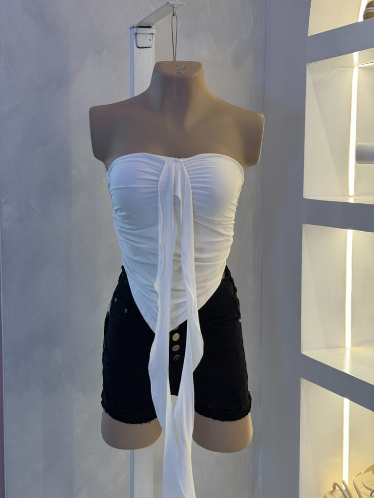 Crop top estraple blanco
