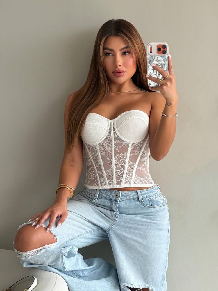 Corset histebella blanco y negro  Talla unica