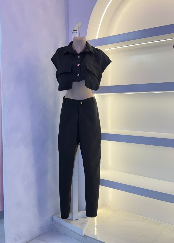 Conjunto negro chaleco 2 pzs T.U