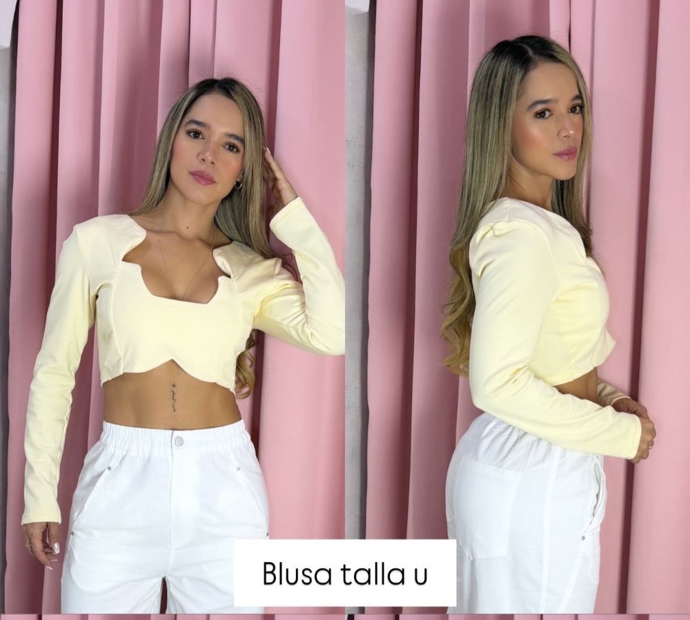 Blusa manga amarilla y negra Talla u