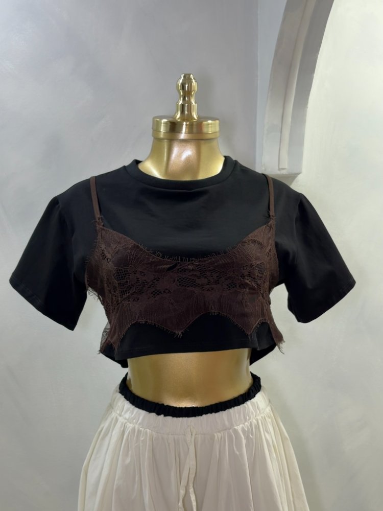 Blusa negra con café Talla unica