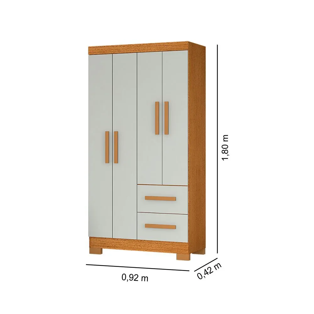 Guarda roupa Iris 4 portas branco solteiro