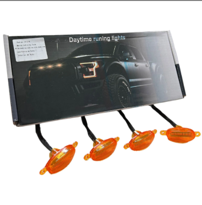 Juego De Faros De Led X 4 De Señalización De Parrilla Estilo Raptor Ambar 12V