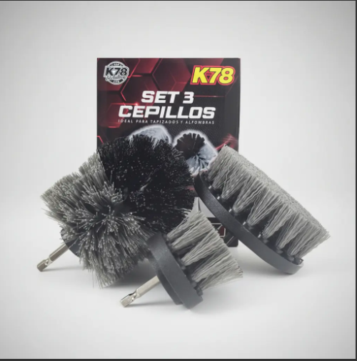 Kit 3 Cepillos Para Taladro Limpieza De Tapizados K78