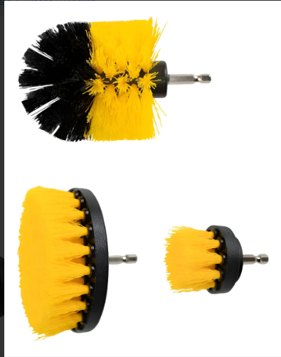 Kit 3 Cepillos Limpieza Taladro Will Nylon Amarillo Para Azulejos Llantas Tapicería