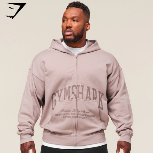 PREVENTA Collegiate Script Zip Up Hoodie - Muted Pink (L)
