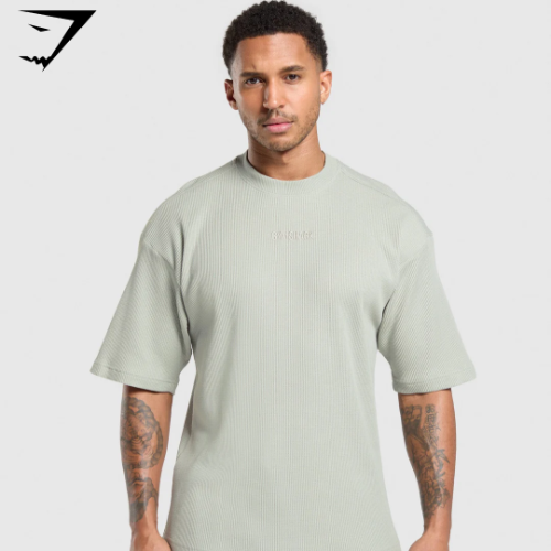 Preventa Gymshark Waffle Oversized T-Shirt - Stone Grey(M)