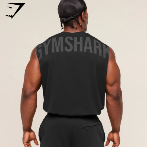 PREVENTA Gymshark Power Cut Off Tank - Black/Asphalt Grey (M)