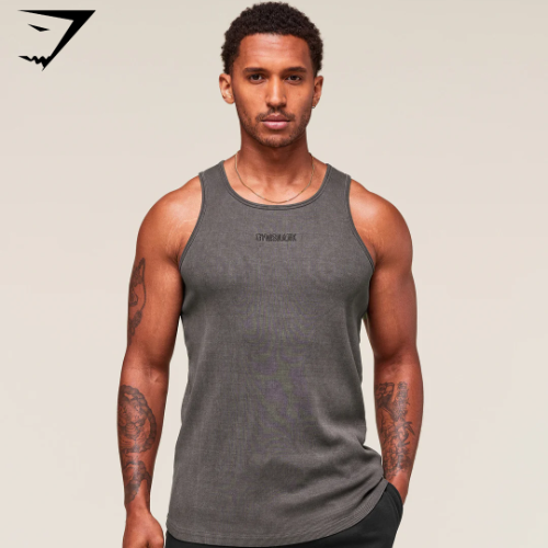 Preventa Gymshark Washed Premium Ribbed Tank - Onyx Grey(XL)