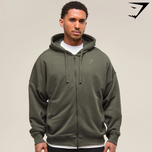 Power Zip Up Hoodie - Strength Green (L)