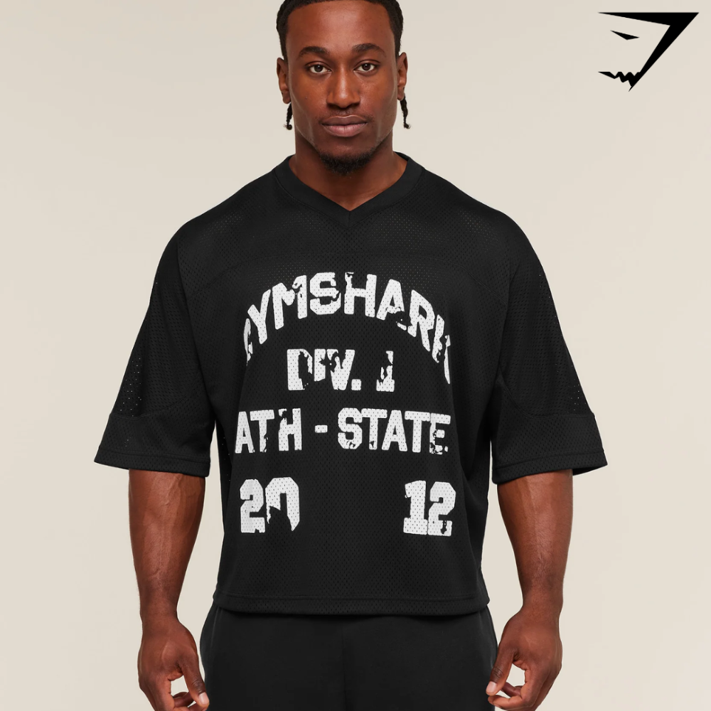 Graphic Mesh Oversized T-Shirt - Black (L)