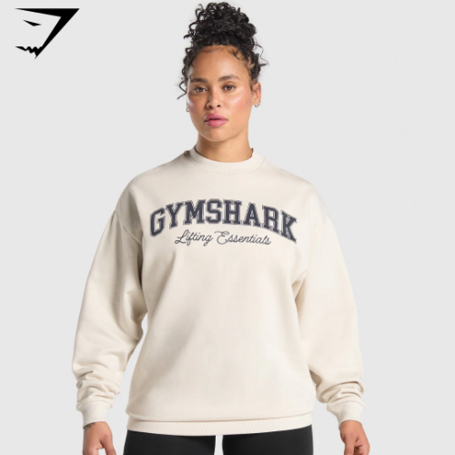 Lifting Essentials Graphic Brushed Oversized Sweatshirt - Oat White (M)