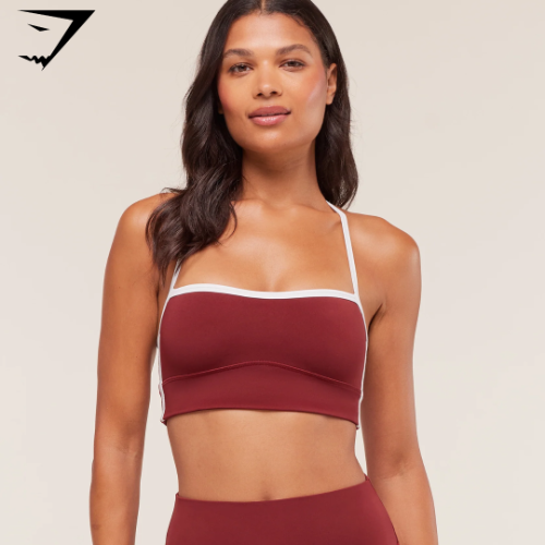 Gymshark Piping Sports Bra - Sets Red/Carmine Red/Soft White (M)