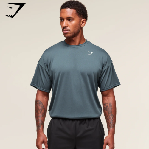 Preventa Gymshark Oversized Performance T-Shirt - Titanium Blue(S)
