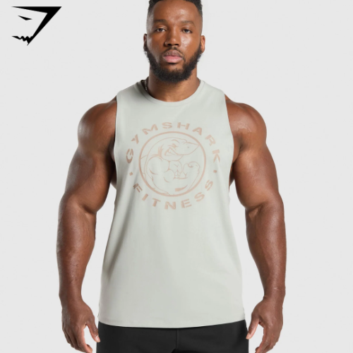 Gymshark Legacy Drop Arm Tank - Stone Grey (S)