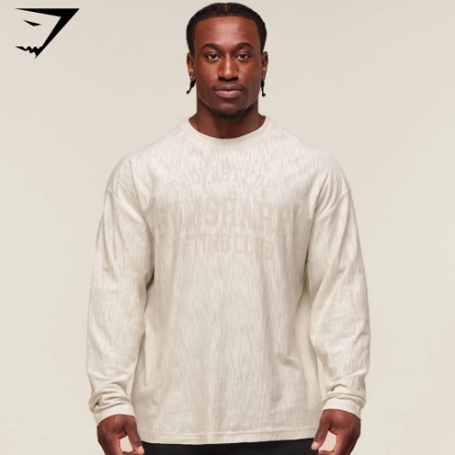 PREVENTA Lightweight Slub Textured Lifting Authenticator OS LS T-shirt - Oat White (S)