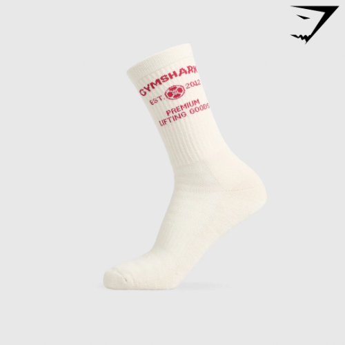 Weight Plate Crew Socks Single - Oat White (S)