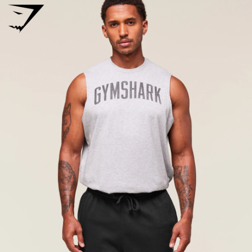 PREVENTA Gymshark Worn Graphic Tank - Light Grey Core Marl (S)