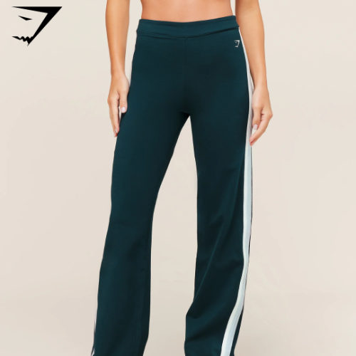 .Gymshark Piping Wide Leg Pant - Deep Petrol Blue/Smoke Blue/Soft White (S)
