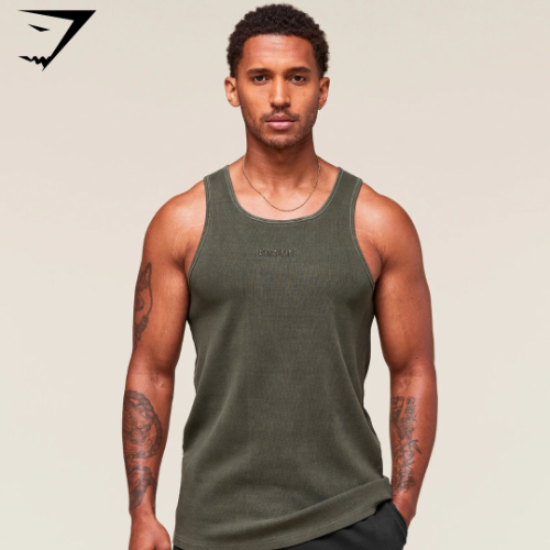 PREVENTA Washed Premium Ribbed Tank - Strength Green (M)