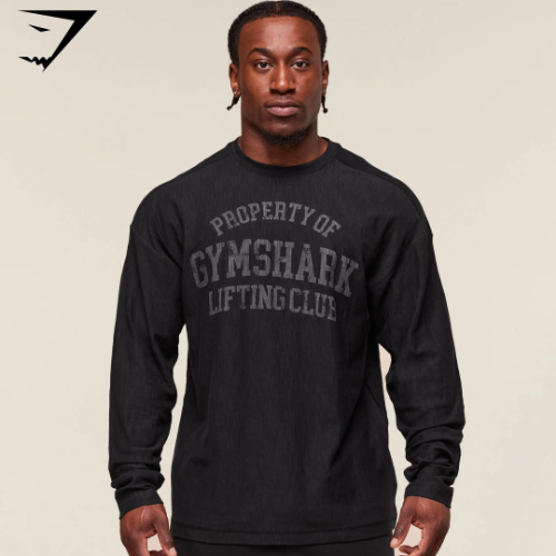 PREVENTA Lightweight Slub Textured Lifting Authenticator OS LS T-shirt - Black (M)