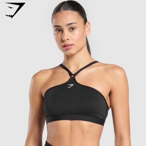Halter Neck Sports Bra - Black (S)