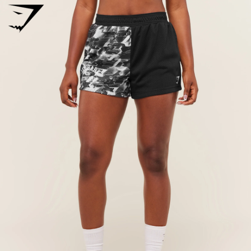 Gymshark Lifting Club Mesh Shorts - Black/White (S)