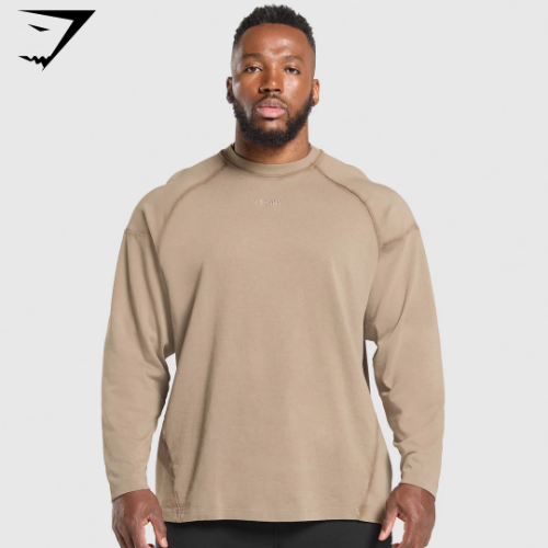 Preventa Gymshark Heavyweight Long Sleeve T-Shirt - Lifestyle Brown(M)