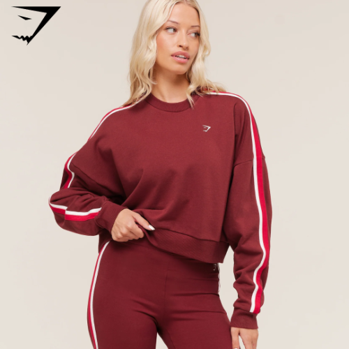Gymshark Piping Midi Crew Neck - Sets Red/Carmine Red/Soft White (S)