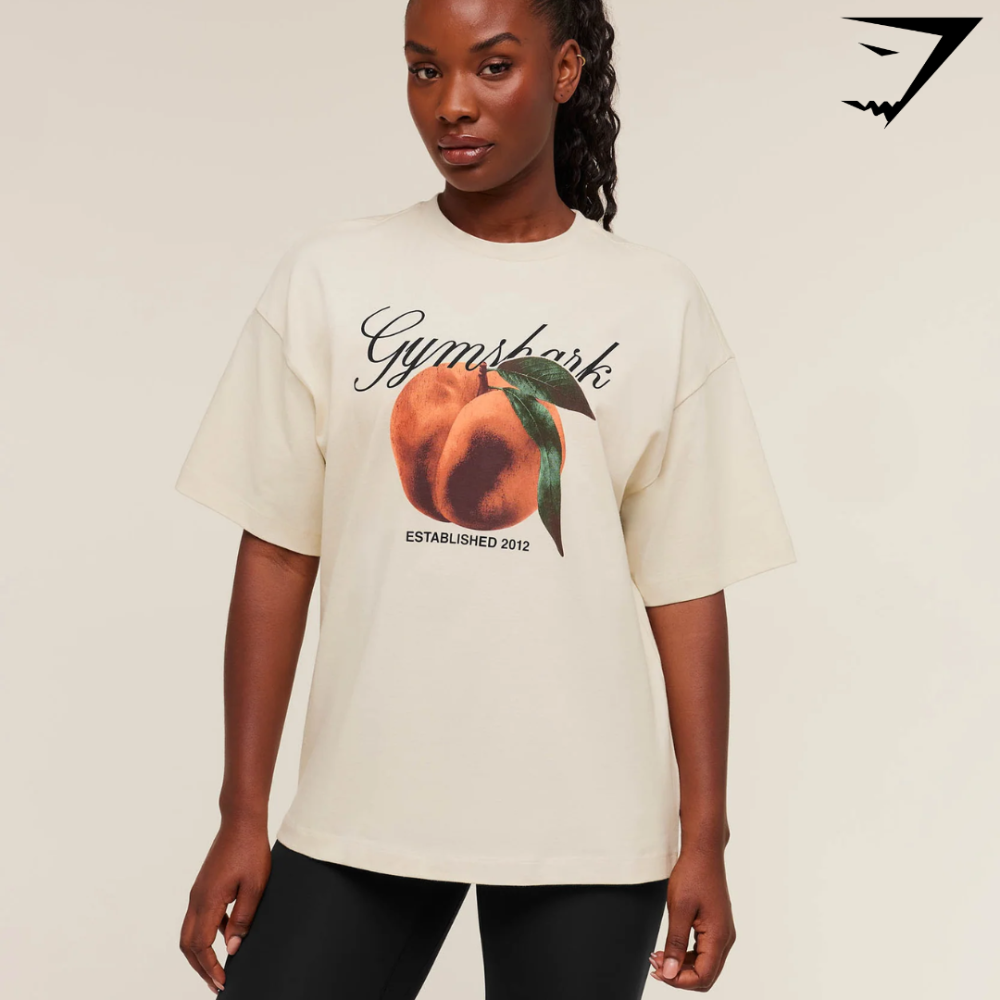 Juicy Peach Short Sleeve T-Shirt - Oat White (M)
