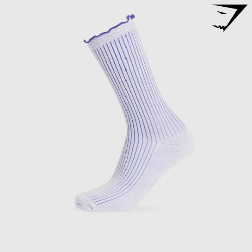 Frill Crew Single Sock - Fresh Lilac/Cobalt Purple (S)