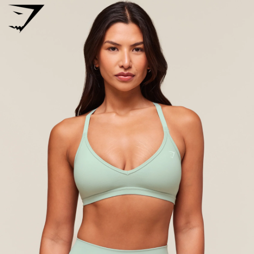 Cotton Racerback Sports Bra - Morning Blue (M)